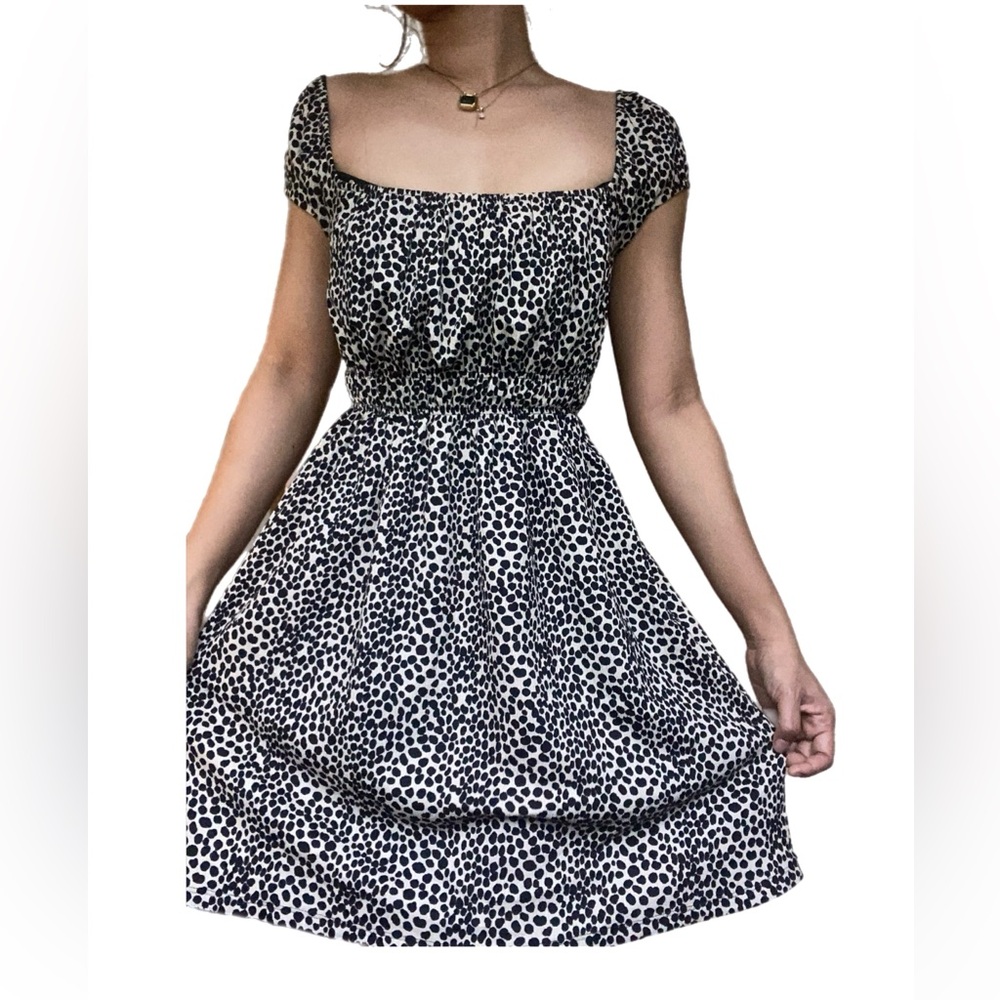 TOPSHOP LEOPARD CHEETAH PRINT MINI SABRINA STYLE DRESS SIZE US 6